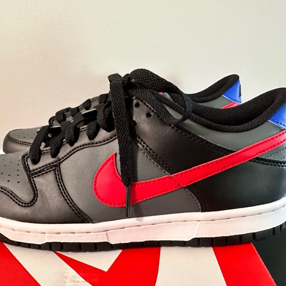 Nike Dunk Low Black Red Blue GS Size 7 - New fv0373 001
